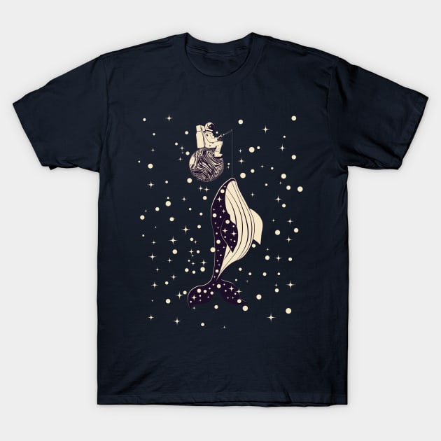 Spaceman catches whale T-Shirt by AnnArtshock